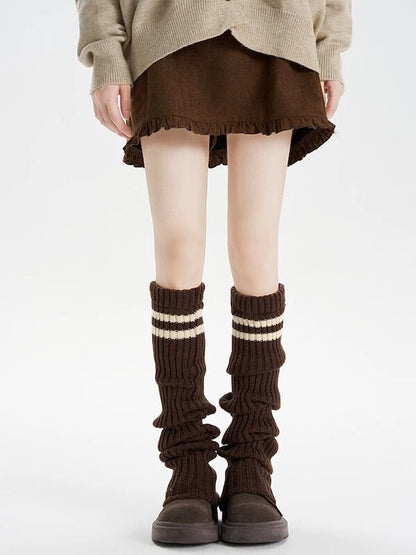 Y2k double stripe over knee knit leg warmers