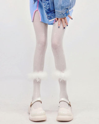 Y2k fairy plume goth lace tights
