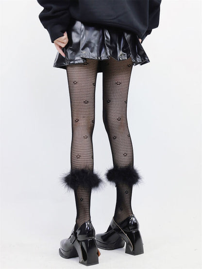 Y2k fairy plume goth lace tights
