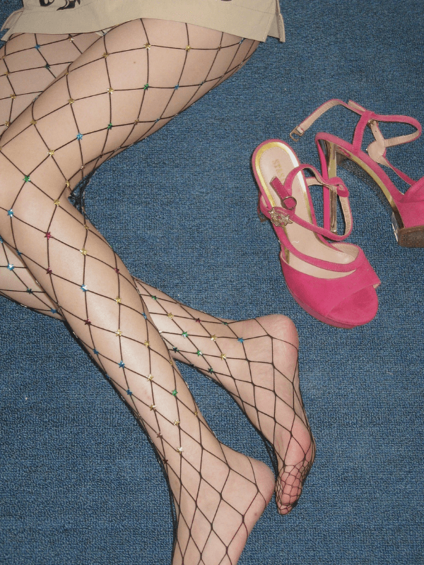 Y2K Hot Girl Rhinestone Star Fishnet Tights