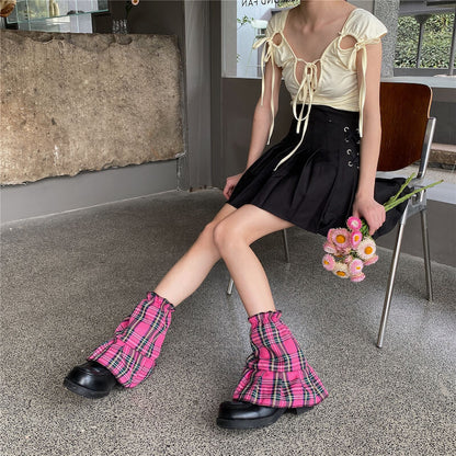 Y2k plaid leg warmers