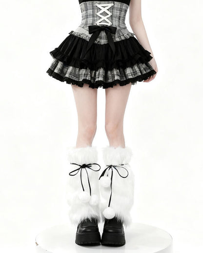 Y2K Pom Poms Fluffy Faux Fur Leg Warmers