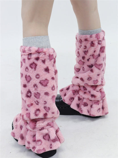 Y2k wild leopard leg warmers