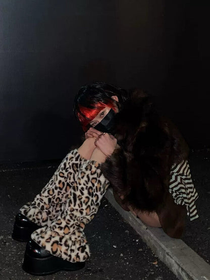Y2k wild leopard leg warmers