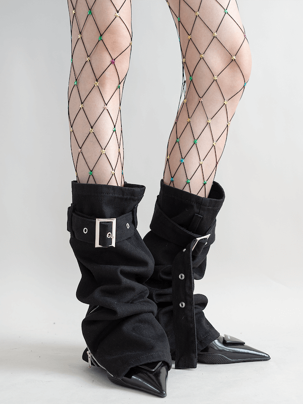 Zipper buckle leg warmers