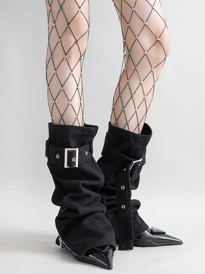 Zipper buckle leg warmers